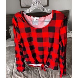Checkerd Plaid Sinched Long Sleeve